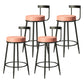 Industrial Armless Backrest Counter Stool Iron Cafe Bar Stool with Cushion and Pedal Pink 4 Piece Set Clearhalo 'Bar Furniture' 'Bar Stools' 'bar_stools' 'furn' 'furn_bar_stools' 'Furniture' 'furniture_bar_stools' 'Kitchen & Dining Furniture' 4927292
