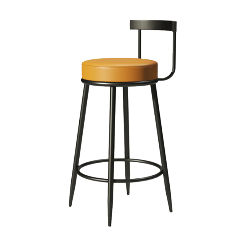Industrial Armless Backrest Counter Stool Iron Cafe Bar Stool with Cushion and Pedal Light Yellow 1 Piece Clearhalo 'Bar Furniture' 'Bar Stools' 'bar_stools' 'furn' 'furn_bar_stools' 'Furniture' 'furniture_bar_stools' 'Kitchen & Dining Furniture' 4927293