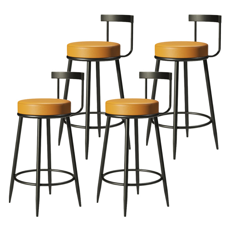 Industrial Armless Backrest Counter Stool Iron Cafe Bar Stool with Cushion and Pedal Light Yellow 4 Piece Set Clearhalo 'Bar Furniture' 'Bar Stools' 'bar_stools' 'furn' 'furn_bar_stools' 'Furniture' 'furniture_bar_stools' 'Kitchen & Dining Furniture' 4927295