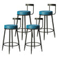 Industrial Armless Backrest Counter Stool Iron Cafe Bar Stool with Cushion and Pedal Blue 4 Piece Set Clearhalo 'Bar Furniture' 'Bar Stools' 'bar_stools' 'furn' 'furn_bar_stools' 'Furniture' 'furniture_bar_stools' 'Kitchen & Dining Furniture' 4927298