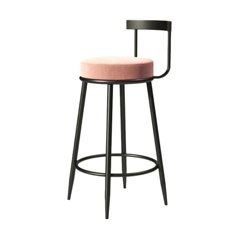Industrial Armless Backrest Counter Stool Iron Cafe Bar Stool with Cushion and Pedal Nude Pink 1 Piece Clearhalo 'Bar Furniture' 'Bar Stools' 'bar_stools' 'furn' 'furn_bar_stools' 'Furniture' 'furniture_bar_stools' 'Kitchen & Dining Furniture' 4927299