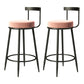 Industrial Armless Backrest Counter Stool Iron Cafe Bar Stool with Cushion and Pedal Nude Pink 2 Piece Set Clearhalo 'Bar Furniture' 'Bar Stools' 'bar_stools' 'furn' 'furn_bar_stools' 'Furniture' 'furniture_bar_stools' 'Kitchen & Dining Furniture' 4927300