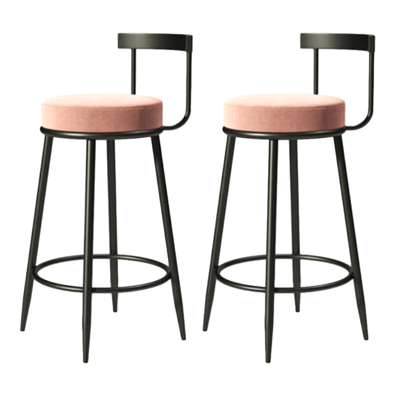 Industrial Armless Backrest Counter Stool Iron Cafe Bar Stool with Cushion and Pedal Nude Pink 2 Piece Set Clearhalo 'Bar Furniture' 'Bar Stools' 'bar_stools' 'furn' 'furn_bar_stools' 'Furniture' 'furniture_bar_stools' 'Kitchen & Dining Furniture' 4927300