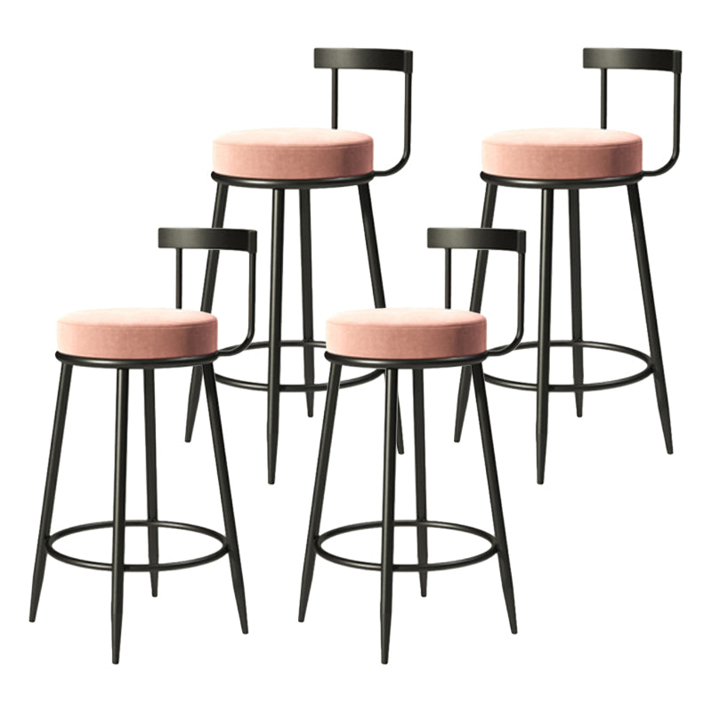 Industrial Armless Backrest Counter Stool Iron Cafe Bar Stool with Cushion and Pedal Nude Pink 4 Piece Set Clearhalo 'Bar Furniture' 'Bar Stools' 'bar_stools' 'furn' 'furn_bar_stools' 'Furniture' 'furniture_bar_stools' 'Kitchen & Dining Furniture' 4927301