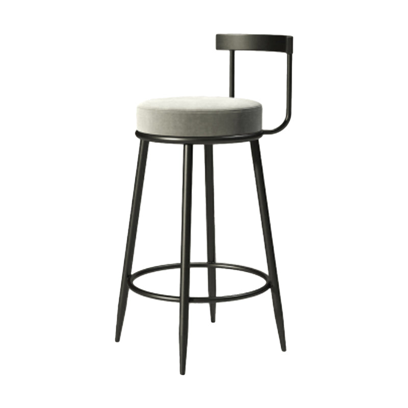 Industrial Armless Backrest Counter Stool Iron Cafe Bar Stool with Cushion and Pedal Light Gray 1 Piece Clearhalo 'Bar Furniture' 'Bar Stools' 'bar_stools' 'furn' 'furn_bar_stools' 'Furniture' 'furniture_bar_stools' 'Kitchen & Dining Furniture' 4927302