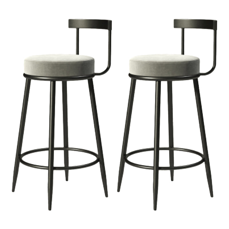 Industrial Armless Backrest Counter Stool Iron Cafe Bar Stool with Cushion and Pedal Light Gray 2 Piece Set Clearhalo 'Bar Furniture' 'Bar Stools' 'bar_stools' 'furn' 'furn_bar_stools' 'Furniture' 'furniture_bar_stools' 'Kitchen & Dining Furniture' 4927303