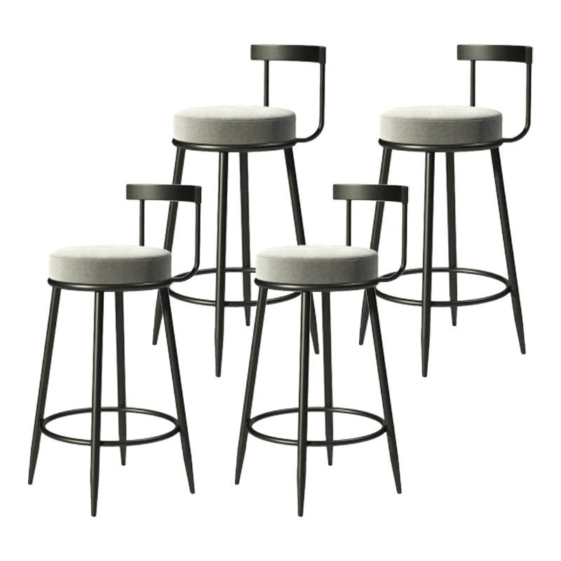 Industrial Armless Backrest Counter Stool Iron Cafe Bar Stool with Cushion and Pedal Light Gray 4 Piece Set Clearhalo 'Bar Furniture' 'Bar Stools' 'bar_stools' 'furn' 'furn_bar_stools' 'Furniture' 'furniture_bar_stools' 'Kitchen & Dining Furniture' 4927304