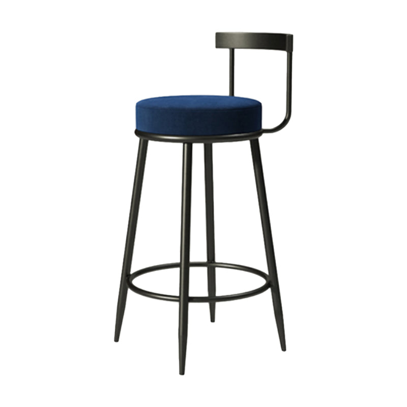 Industrial Armless Backrest Counter Stool Iron Cafe Bar Stool with Cushion and Pedal Dark Blue 1 Piece Clearhalo 'Bar Furniture' 'Bar Stools' 'bar_stools' 'furn' 'furn_bar_stools' 'Furniture' 'furniture_bar_stools' 'Kitchen & Dining Furniture' 4927305