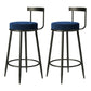 Industrial Armless Backrest Counter Stool Iron Cafe Bar Stool with Cushion and Pedal Dark Blue 2 Piece Set Clearhalo 'Bar Furniture' 'Bar Stools' 'bar_stools' 'furn' 'furn_bar_stools' 'Furniture' 'furniture_bar_stools' 'Kitchen & Dining Furniture' 4927306