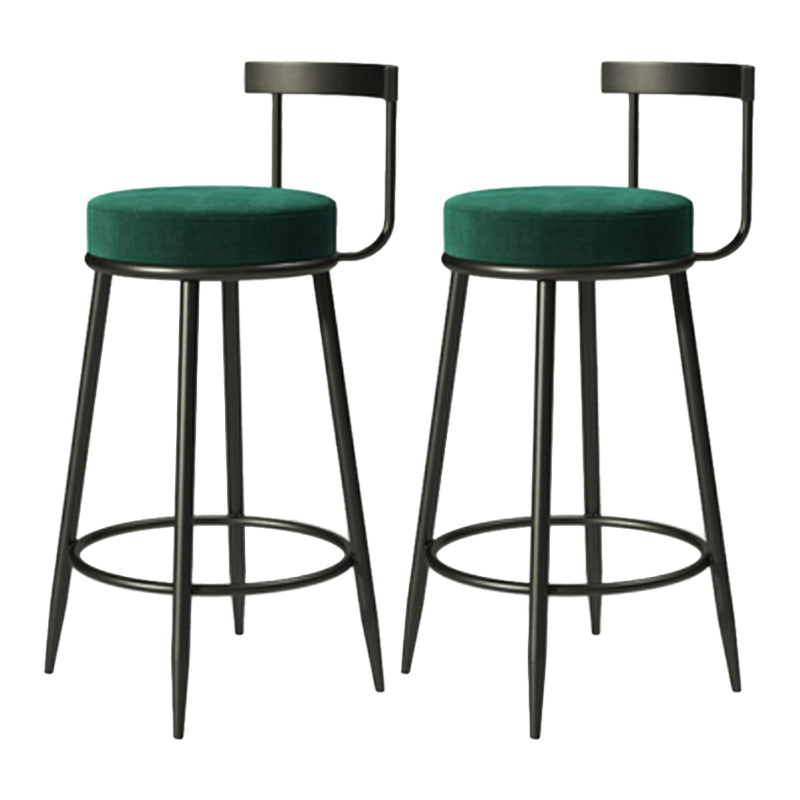 Industrial Armless Backrest Counter Stool Iron Cafe Bar Stool with Cushion and Pedal Green 2 Piece Set Counter Stool(26"H) Clearhalo 'Bar Furniture' 'Bar Stools' 'bar_stools' 'furn' 'furn_bar_stools' 'Furniture' 'furniture_bar_stools' 'Kitchen & Dining Furniture' 4927308