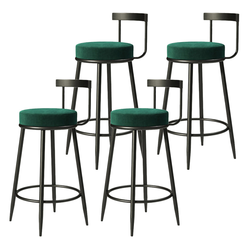 Industrial Armless Backrest Counter Stool Iron Cafe Bar Stool with Cushion and Pedal Green 4 Piece Set Counter Stool(26"H) Clearhalo 'Bar Furniture' 'Bar Stools' 'bar_stools' 'furn' 'furn_bar_stools' 'Furniture' 'furniture_bar_stools' 'Kitchen & Dining Furniture' 4927309
