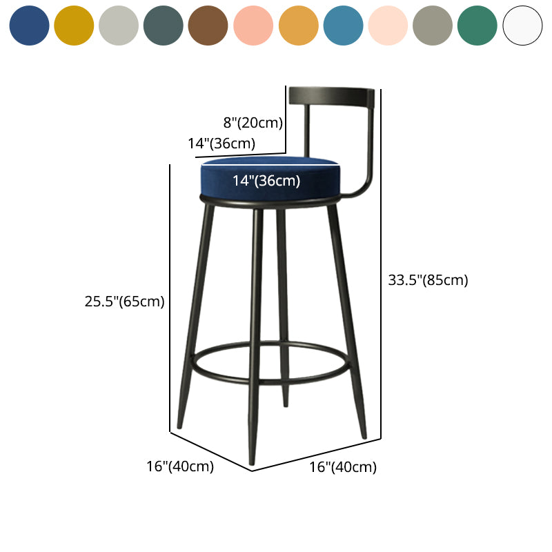 Industrial Armless Backrest Counter Stool Iron Cafe Bar Stool with Cushion and Pedal Clearhalo 'Bar Furniture' 'Bar Stools' 'bar_stools' 'furn' 'furn_bar_stools' 'Furniture' 'furniture_bar_stools' 'Kitchen & Dining Furniture' 4927310