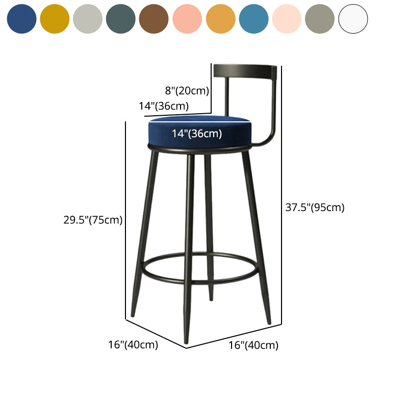 Industrial Armless Backrest Counter Stool Iron Cafe Bar Stool with Cushion and Pedal Clearhalo 'Bar Furniture' 'Bar Stools' 'bar_stools' 'furn' 'furn_bar_stools' 'Furniture' 'furniture_bar_stools' 'Kitchen & Dining Furniture' 4927311
