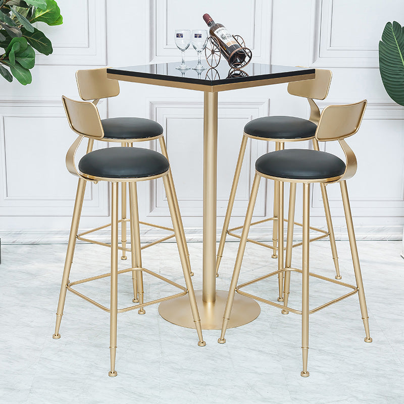 Glam Armless Backrest Counter Stool Iron Cafe Bar Stool with Leather Cushion and Pedal Clearhalo 'Bar Furniture' 'Bar Stools' 'bar_stools' 'furn' 'furn_bar_stools' 'Furniture' 'furniture_bar_stools' 'Kitchen & Dining Furniture' 4927315
