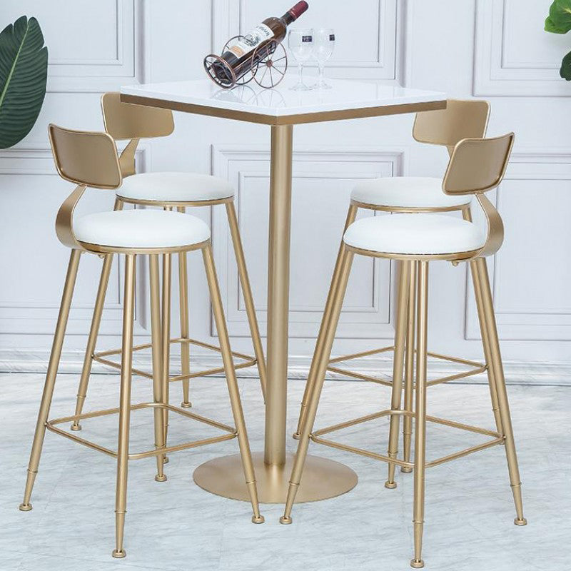 Glam Armless Backrest Counter Stool Iron Cafe Bar Stool with Leather Cushion and Pedal Clearhalo 'Bar Furniture' 'Bar Stools' 'bar_stools' 'furn' 'furn_bar_stools' 'Furniture' 'furniture_bar_stools' 'Kitchen & Dining Furniture' 4927317
