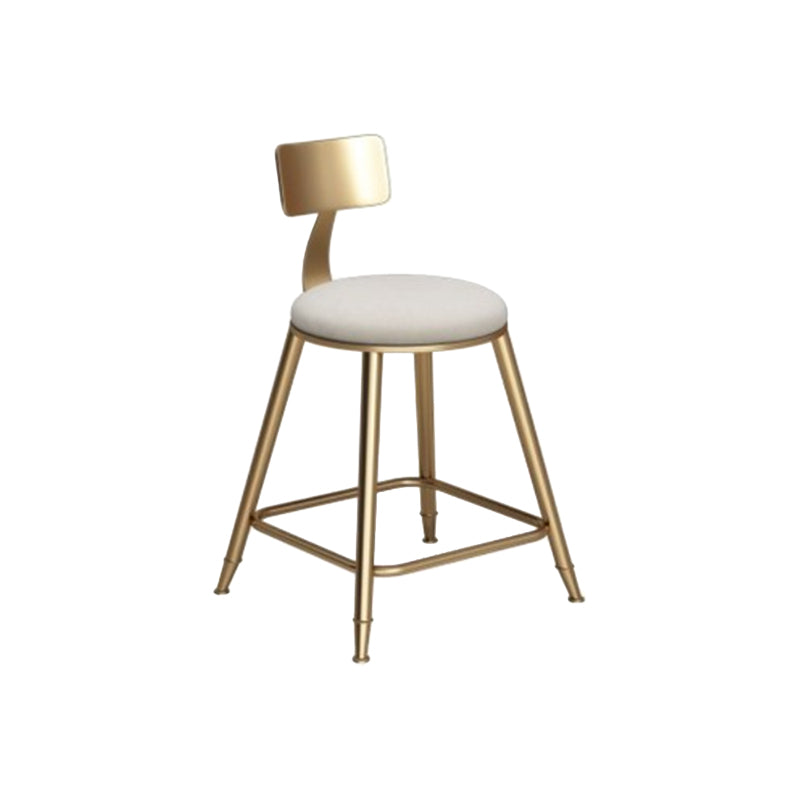 Glam Armless Backrest Counter Stool Iron Cafe Bar Stool with Leather Cushion and Pedal White 1 Piece Short Stool(18"H) Clearhalo 'Bar Furniture' 'Bar Stools' 'bar_stools' 'furn' 'furn_bar_stools' 'Furniture' 'furniture_bar_stools' 'Kitchen & Dining Furniture' 4927319