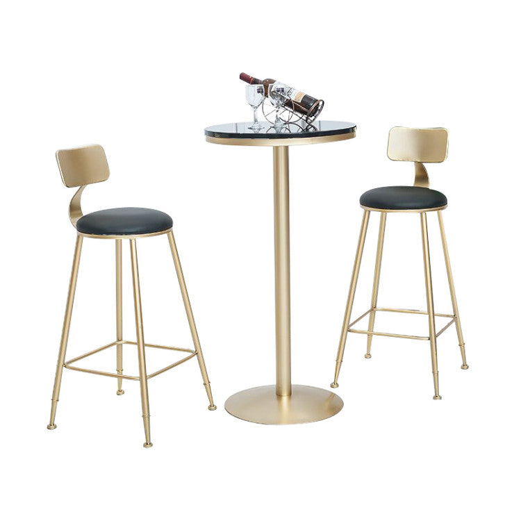 Glam Armless Backrest Counter Stool Iron Cafe Bar Stool with Leather Cushion and Pedal Clearhalo 'Bar Furniture' 'Bar Stools' 'bar_stools' 'furn' 'furn_bar_stools' 'Furniture' 'furniture_bar_stools' 'Kitchen & Dining Furniture' 4927321