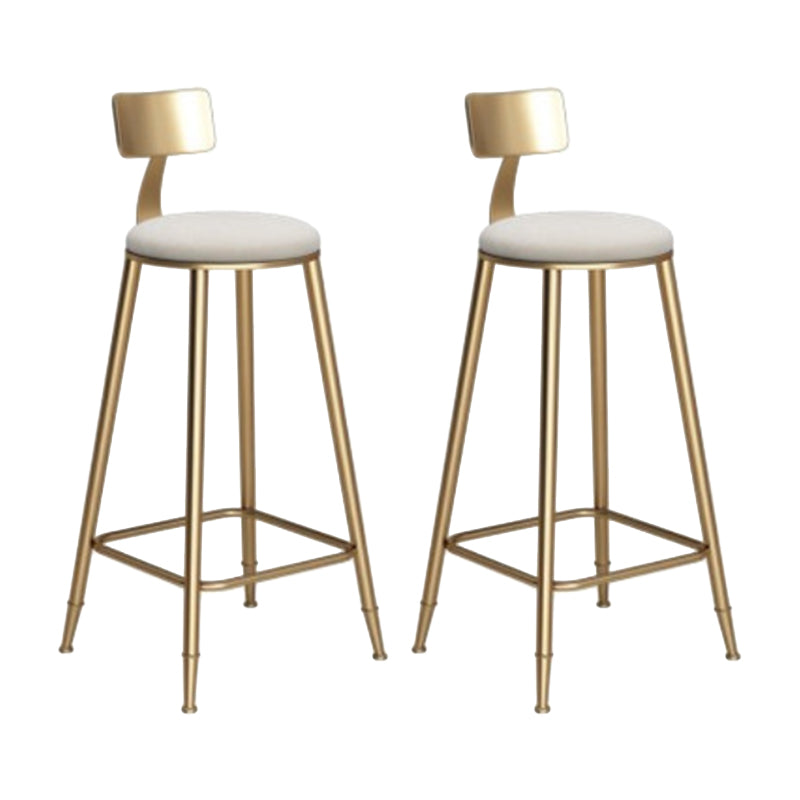 Glam Armless Backrest Counter Stool Iron Cafe Bar Stool with Leather Cushion and Pedal White 2 Piece Set Counter Stool(26"H) Clearhalo 'Bar Furniture' 'Bar Stools' 'bar_stools' 'furn' 'furn_bar_stools' 'Furniture' 'furniture_bar_stools' 'Kitchen & Dining Furniture' 4927327