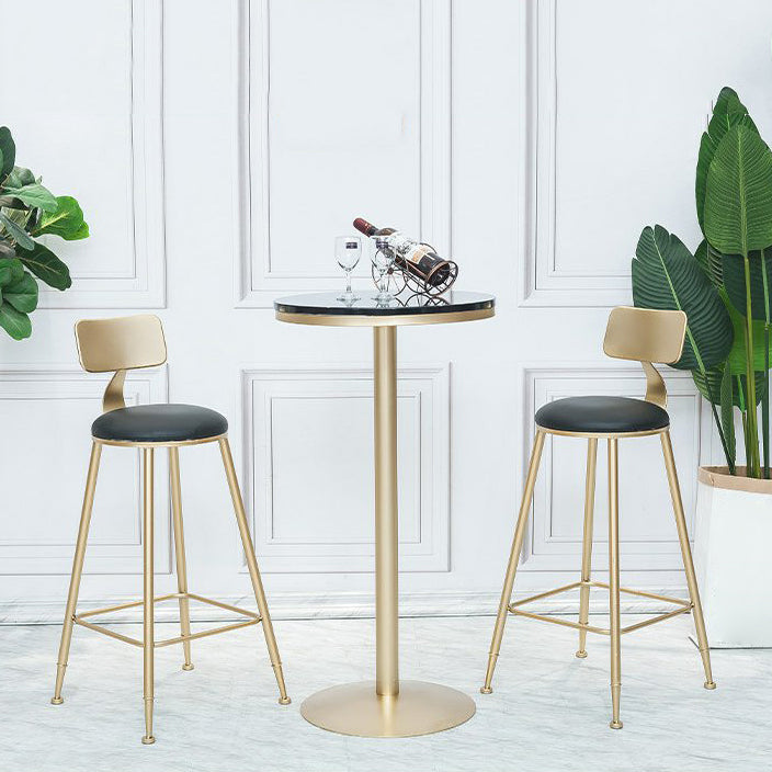 Glam Armless Backrest Counter Stool Iron Cafe Bar Stool with Leather Cushion and Pedal Clearhalo 'Bar Furniture' 'Bar Stools' 'bar_stools' 'furn' 'furn_bar_stools' 'Furniture' 'furniture_bar_stools' 'Kitchen & Dining Furniture' 4927333