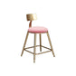 Glam Armless Backrest Counter Stool Iron Cafe Bar Stool with Leather Cushion and Pedal Pink 1 Piece Short Stool(18"H) Clearhalo 'Bar Furniture' 'Bar Stools' 'bar_stools' 'furn' 'furn_bar_stools' 'Furniture' 'furniture_bar_stools' 'Kitchen & Dining Furniture' 4927336