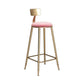 Glam Armless Backrest Counter Stool Iron Cafe Bar Stool with Leather Cushion and Pedal Pink 1 Piece Counter Stool(26"H) Clearhalo 'Bar Furniture' 'Bar Stools' 'bar_stools' 'furn' 'furn_bar_stools' 'Furniture' 'furniture_bar_stools' 'Kitchen & Dining Furniture' 4927339