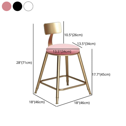 Glam Armless Backrest Counter Stool Iron Cafe Bar Stool with Leather Cushion and Pedal Clearhalo 'Bar Furniture' 'Bar Stools' 'bar_stools' 'furn' 'furn_bar_stools' 'Furniture' 'furniture_bar_stools' 'Kitchen & Dining Furniture' 4927345