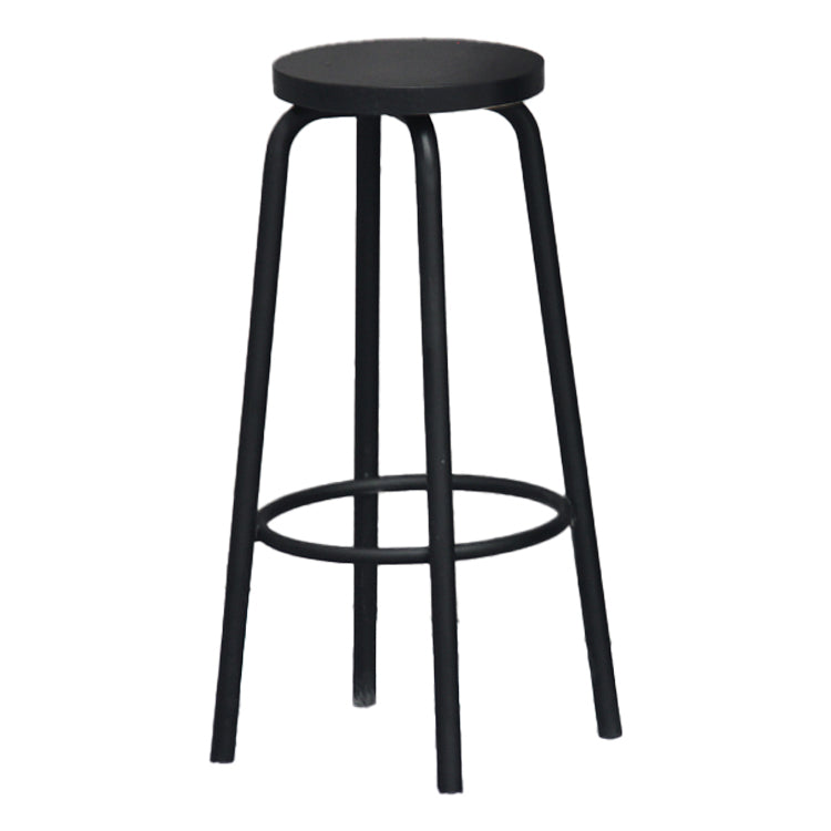 Industrial Armless Backless Counter Stool Iron Cafe Bar Stool with Seat and Pedal Wood 1 Piece Clearhalo 'Bar Furniture' 'Bar Stools' 'bar_stools' 'furn' 'furn_bar_stools' 'Furniture' 'furniture_bar_stools' 'Kitchen & Dining Furniture' 4927349