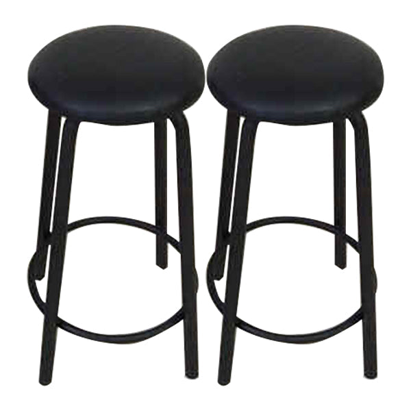 Industrial Armless Backless Counter Stool Iron Cafe Bar Stool with Seat and Pedal Leather 2 Piece Set Clearhalo 'Bar Furniture' 'Bar Stools' 'bar_stools' 'furn' 'furn_bar_stools' 'Furniture' 'furniture_bar_stools' 'Kitchen & Dining Furniture' 4927356
