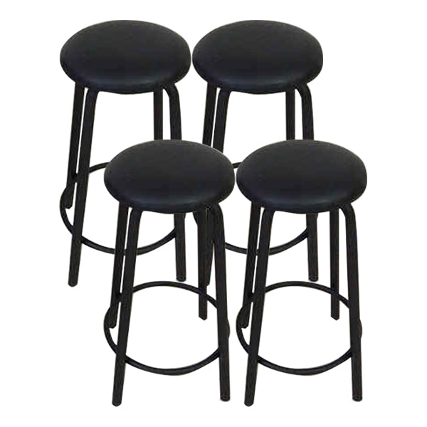Industrial Armless Backless Counter Stool Iron Cafe Bar Stool with Seat and Pedal Leather 4 Piece Set Clearhalo 'Bar Furniture' 'Bar Stools' 'bar_stools' 'furn' 'furn_bar_stools' 'Furniture' 'furniture_bar_stools' 'Kitchen & Dining Furniture' 4927358