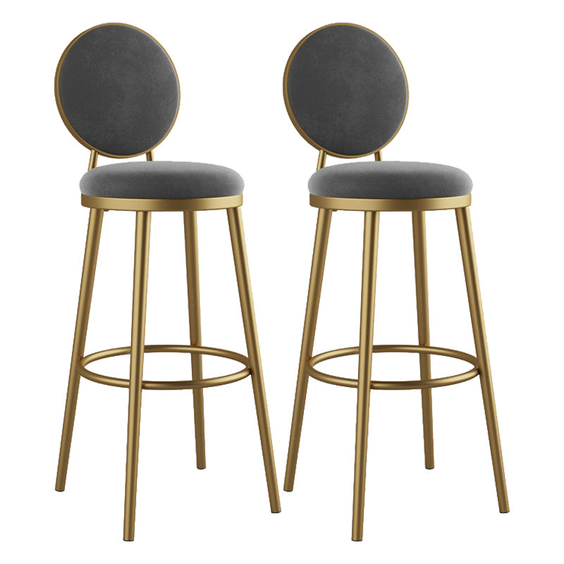 Glam Armless Backrest Counter Stool Iron Kitchenr Bar Stool with Velvet Cushion and Pedal Dark Gray 2 Piece Set Clearhalo 'Bar Furniture' 'Bar Stools' 'bar_stools' 'furn' 'furn_bar_stools' 'Furniture' 'furniture_bar_stools' 'Kitchen & Dining Furniture' 4927365