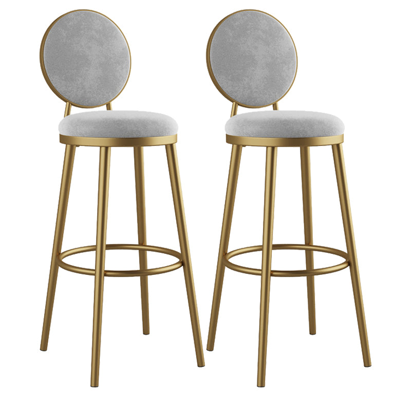 Glam Armless Backrest Counter Stool Iron Kitchenr Bar Stool with Velvet Cushion and Pedal White 2 Piece Set Clearhalo 'Bar Furniture' 'Bar Stools' 'bar_stools' 'furn' 'furn_bar_stools' 'Furniture' 'furniture_bar_stools' 'Kitchen & Dining Furniture' 4927371