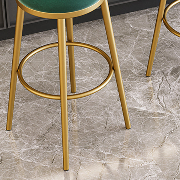 Glam Armless Backrest Counter Stool Iron Kitchenr Bar Stool with Velvet Cushion and Pedal Clearhalo 'Bar Furniture' 'Bar Stools' 'bar_stools' 'furn' 'furn_bar_stools' 'Furniture' 'furniture_bar_stools' 'Kitchen & Dining Furniture' 4927373