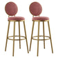 Glam Armless Backrest Counter Stool Iron Kitchenr Bar Stool with Velvet Cushion and Pedal Pink 2 Piece Set Clearhalo 'Bar Furniture' 'Bar Stools' 'bar_stools' 'furn' 'furn_bar_stools' 'Furniture' 'furniture_bar_stools' 'Kitchen & Dining Furniture' 4927378