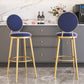 Glam Armless Backrest Counter Stool Iron Kitchenr Bar Stool with Velvet Cushion and Pedal Clearhalo 'Bar Furniture' 'Bar Stools' 'bar_stools' 'furn' 'furn_bar_stools' 'Furniture' 'furniture_bar_stools' 'Kitchen & Dining Furniture' 4927382