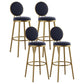 Glam Armless Backrest Counter Stool Iron Kitchenr Bar Stool with Velvet Cushion and Pedal Blue 4 Piece Set Clearhalo 'Bar Furniture' 'Bar Stools' 'bar_stools' 'furn' 'furn_bar_stools' 'Furniture' 'furniture_bar_stools' 'Kitchen & Dining Furniture' 4927385