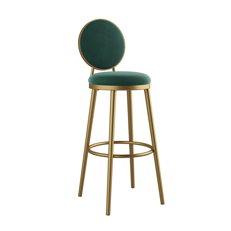 Glam Armless Backrest Counter Stool Iron Kitchenr Bar Stool with Velvet Cushion and Pedal Blackish Green 1 Piece Clearhalo 'Bar Furniture' 'Bar Stools' 'bar_stools' 'furn' 'furn_bar_stools' 'Furniture' 'furniture_bar_stools' 'Kitchen & Dining Furniture' 4927389