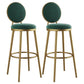 Glam Armless Backrest Counter Stool Iron Kitchenr Bar Stool with Velvet Cushion and Pedal Blackish Green 2 Piece Set Clearhalo 'Bar Furniture' 'Bar Stools' 'bar_stools' 'furn' 'furn_bar_stools' 'Furniture' 'furniture_bar_stools' 'Kitchen & Dining Furniture' 4927390