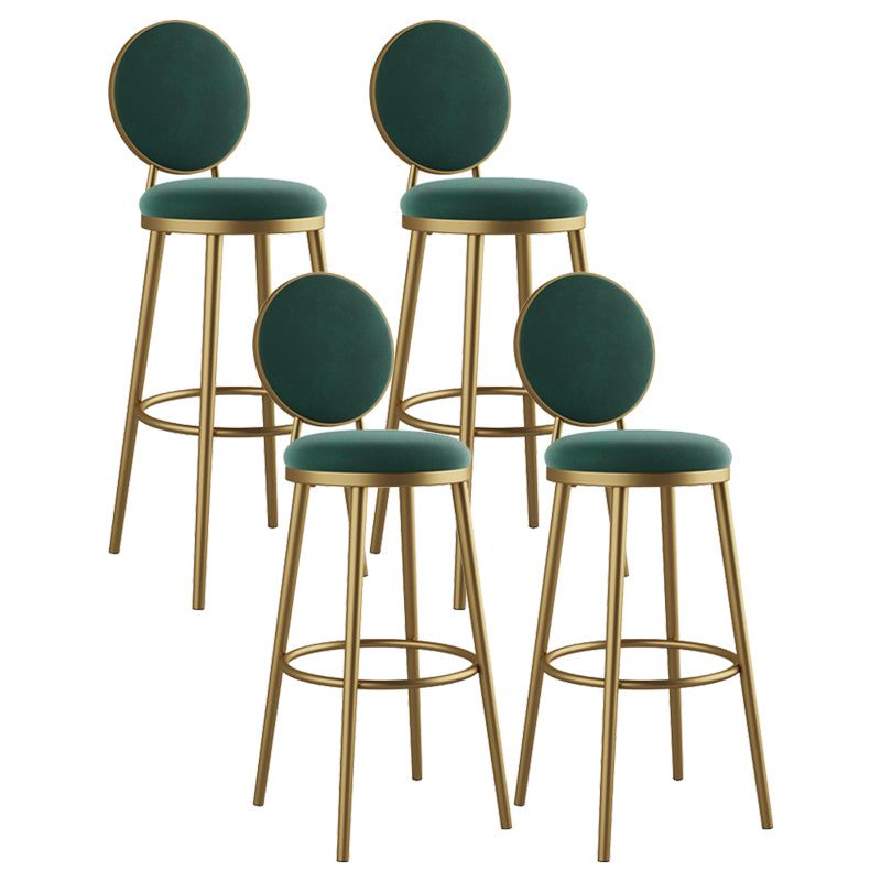 Glam Armless Backrest Counter Stool Iron Kitchenr Bar Stool with Velvet Cushion and Pedal Blackish Green 4 Piece Set Clearhalo 'Bar Furniture' 'Bar Stools' 'bar_stools' 'furn' 'furn_bar_stools' 'Furniture' 'furniture_bar_stools' 'Kitchen & Dining Furniture' 4927391