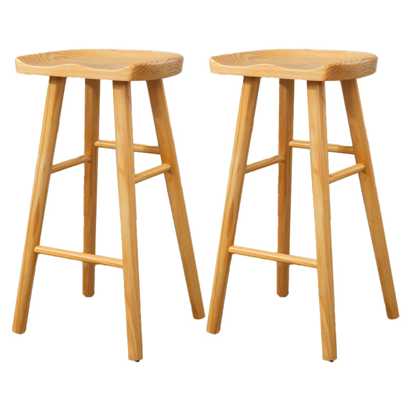 Modern Armless Backless Counter StoolWood Cafe Bar Stool with Wooden Seat and Pedal Wood 2 Piece Set Clearhalo 'Bar Furniture' 'Bar Stools' 'bar_stools' 'furn' 'furn_bar_stools' 'Furniture' 'furniture_bar_stools' 'Kitchen & Dining Furniture' 4927443