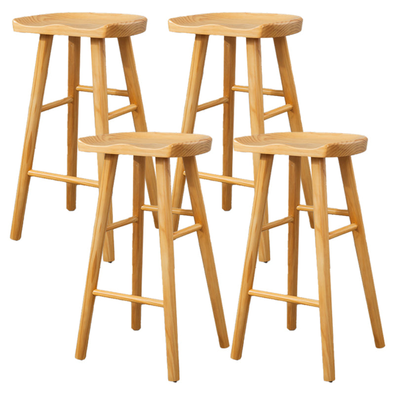 Modern Armless Backless Counter StoolWood Cafe Bar Stool with Wooden Seat and Pedal Wood 4 Piece Set Clearhalo 'Bar Furniture' 'Bar Stools' 'bar_stools' 'furn' 'furn_bar_stools' 'Furniture' 'furniture_bar_stools' 'Kitchen & Dining Furniture' 4927446