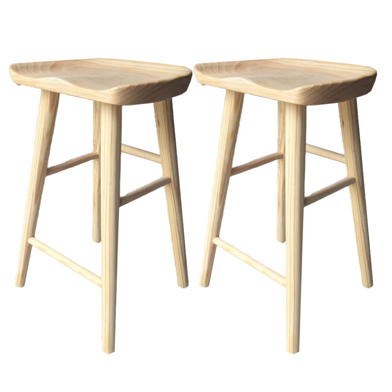 Modern Armless Backless Counter StoolWood Cafe Bar Stool with Wooden Seat and Pedal Natural 2 Piece Set Clearhalo 'Bar Furniture' 'Bar Stools' 'bar_stools' 'furn' 'furn_bar_stools' 'Furniture' 'furniture_bar_stools' 'Kitchen & Dining Furniture' 4927450