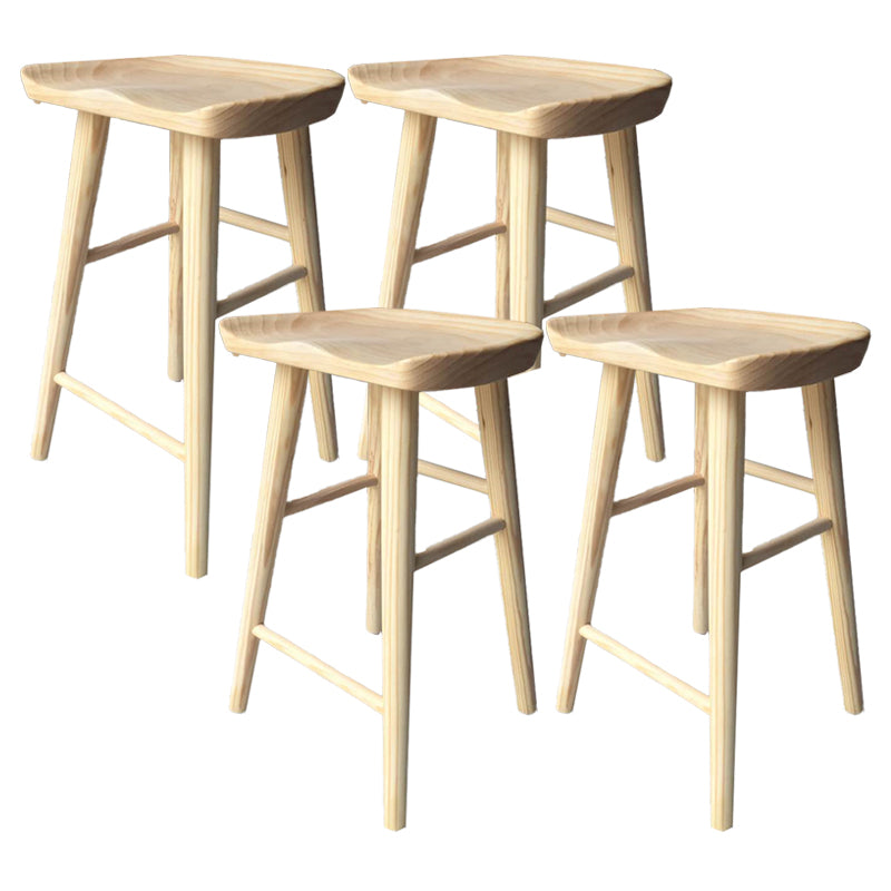 Modern Armless Backless Counter StoolWood Cafe Bar Stool with Wooden Seat and Pedal Natural 4 Piece Set Clearhalo 'Bar Furniture' 'Bar Stools' 'bar_stools' 'furn' 'furn_bar_stools' 'Furniture' 'furniture_bar_stools' 'Kitchen & Dining Furniture' 4927452