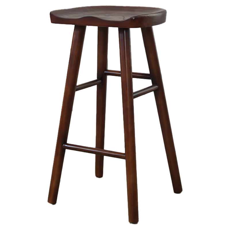 Modern Armless Backless Counter StoolWood Cafe Bar Stool with Wooden Seat and Pedal Walnut 1 Piece Clearhalo 'Bar Furniture' 'Bar Stools' 'bar_stools' 'furn' 'furn_bar_stools' 'Furniture' 'furniture_bar_stools' 'Kitchen & Dining Furniture' 4927453