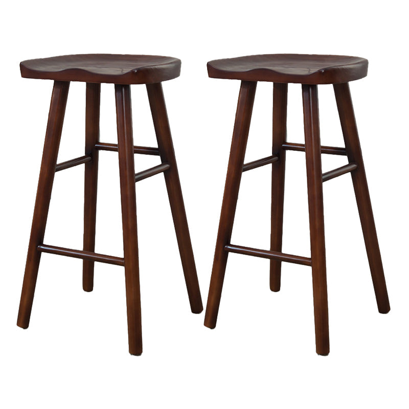 Modern Armless Backless Counter StoolWood Cafe Bar Stool with Wooden Seat and Pedal Walnut 2 Piece Set Clearhalo 'Bar Furniture' 'Bar Stools' 'bar_stools' 'furn' 'furn_bar_stools' 'Furniture' 'furniture_bar_stools' 'Kitchen & Dining Furniture' 4927455