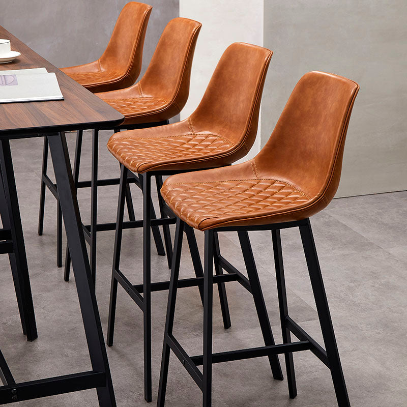 Scandinavian Restaurant Footrest Stool Matte Finish Leather Barstool Clearhalo 'Bar Furniture' 'Bar Stools' 'bar_stools' 'furn' 'furn_bar_stools' 'Furniture' 'furniture_bar_stools' 'Kitchen & Dining Furniture' 4927469
