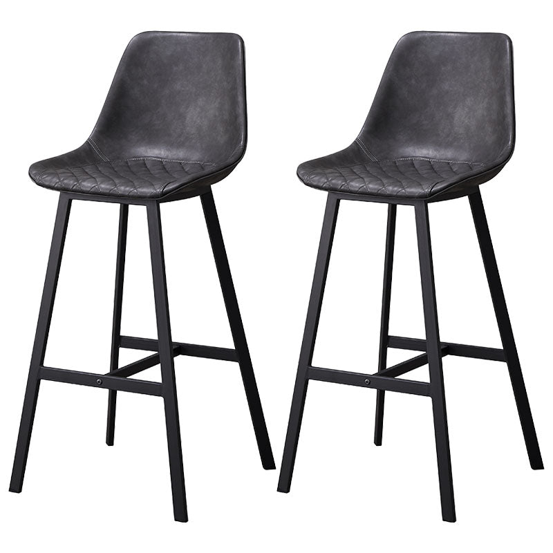 Scandinavian Restaurant Footrest Stool Matte Finish Leather Barstool Grey 2 Piece Set Clearhalo 'Bar Furniture' 'Bar Stools' 'bar_stools' 'furn' 'furn_bar_stools' 'Furniture' 'furniture_bar_stools' 'Kitchen & Dining Furniture' 4927470