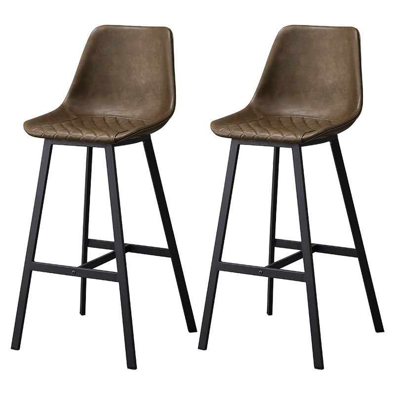 Scandinavian Restaurant Footrest Stool Matte Finish Leather Barstool Brown 2 Piece Set Clearhalo 'Bar Furniture' 'Bar Stools' 'bar_stools' 'furn' 'furn_bar_stools' 'Furniture' 'furniture_bar_stools' 'Kitchen & Dining Furniture' 4927471