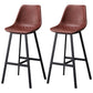 Scandinavian Restaurant Footrest Stool Matte Finish Leather Barstool Burgundy 2 Piece Set Clearhalo 'Bar Furniture' 'Bar Stools' 'bar_stools' 'furn' 'furn_bar_stools' 'Furniture' 'furniture_bar_stools' 'Kitchen & Dining Furniture' 4927476