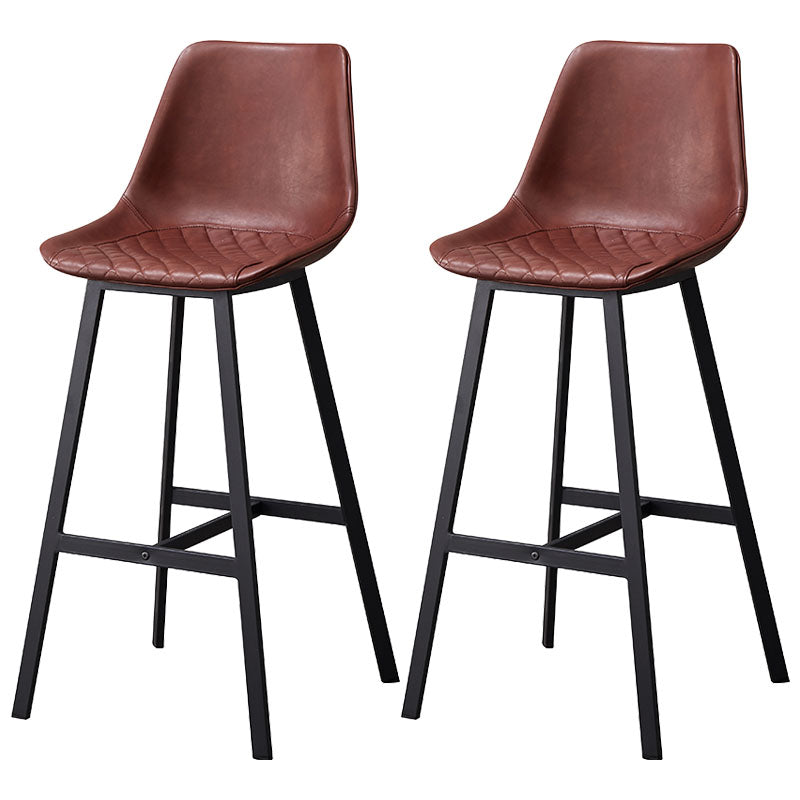 Scandinavian Restaurant Footrest Stool Matte Finish Leather Barstool Burgundy 2 Piece Set Clearhalo 'Bar Furniture' 'Bar Stools' 'bar_stools' 'furn' 'furn_bar_stools' 'Furniture' 'furniture_bar_stools' 'Kitchen & Dining Furniture' 4927476