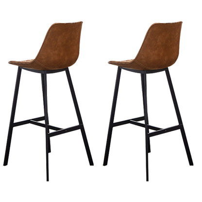 Scandinavian Restaurant Footrest Stool Matte Finish Leather Barstool Orange 2 Piece Set Clearhalo 'Bar Furniture' 'Bar Stools' 'bar_stools' 'furn' 'furn_bar_stools' 'Furniture' 'furniture_bar_stools' 'Kitchen & Dining Furniture' 4927478